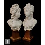 A pair of later 20th Century Royal Worcester busts designed by Arnold Machin O.B.E R.A entitled