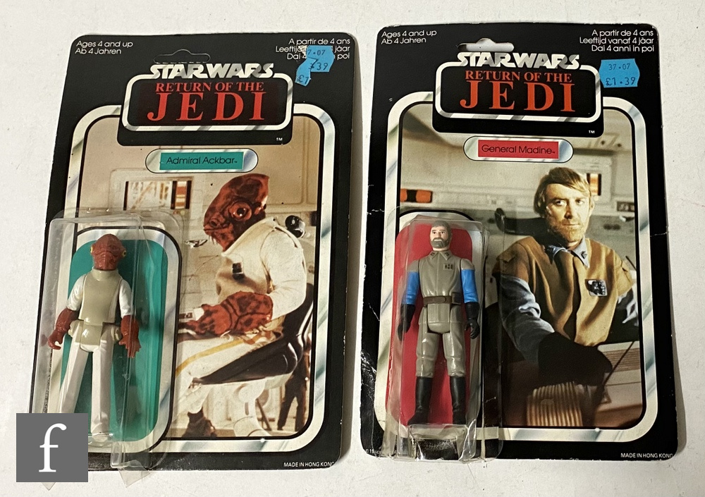 Two Palitoy Star Wars Return of the Jedi 3 3/4" action figures on 65 back cards, Admiral Ackbar