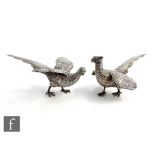 A pair of Sterling silver table decorations modelled as standing pheasants, total weight 10oz,