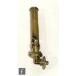 A brass locomotive whistle, length 33cm.