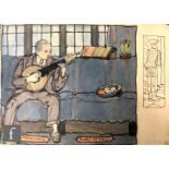 ALBERT WAINWRIGHT (1898-1943) - Ben Rhydding, a sketch of a male figure playing a musical instrument