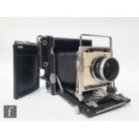 A Graflex Crown Graphic large format 4 x 5 camera, circa 1947, serial number 883018, fitted with