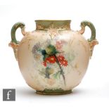 A late 19th Century Royal Worcester shape 1515 vase (lacking cover) decorated with hand painted