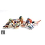 Seven assorted Royal Crown Derby paperweights comprising a Carolina duck, mallard, robin, blue