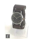 A gentleman's stainless steel Helvetia wrist watch model no 3190, Arabic numerals to a black