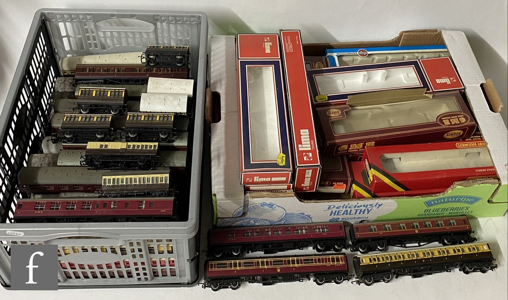 Forty five OO gauge coaches by Hornby, Airfix and similar, playworn, S/D, with a selection of