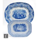 A 19th Century H&B (likely Hampson & Broadhurst) blue and white meat plate decorated in the Park
