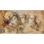 JOY KIRTON SMITH (CONTEMPORARY) - 'The Three Muses', mixed media of watercolour, gouache, pastel and
