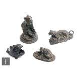 Four late 20th Century bronze studies to include a bear, a panther, a fox and a fish, stamped