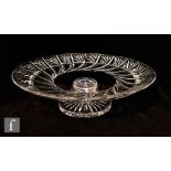 A 20th Century Stuart and Sons clear crystal footed glass dish, heavily cut with repeated mitre