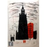 JOHN PIPER (1903-1992) - 'St Nicholas, Liverpool - St. Nicholas; Smoke black dockland church,'