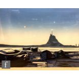 WILL TAYLOR (20TH CENTURY) - 'Holy Island', linocut, signed in pencil, artist's proof, framed,