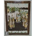 INDIAN SCHOOL (LATE 19TH CENTURY) - A court scene with figures in traditional dress in a garden,