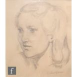 GILBERT SPENCER, RA (1892-1979) - 'Portrait of a young lady', pencil drawing, signed, framed, 33cm x