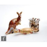 Three boxed Royal Crown Derby 'Australian Collection' paperweights comprising Koala and Baby,