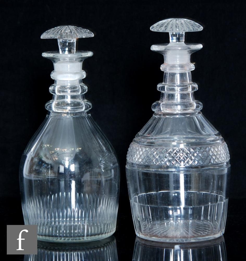 A late 18th Century Prussian form decanter with basal cut detail, slice cut shoulder and neck and