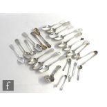 A small parcel lot of assorted hallmarked silver flat ware to include tea and condiment spoons, a