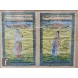 INDIAN SCHOOL (LATE 19TH CENTURY) - A prince and his consort standing in a landscape, two gouache