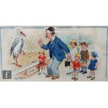 DONALD MCGILL (1865-1962) - 'Blimey, it's lucky for you you're behind that wire!', watercolour