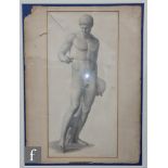 ARTHUR E. THOMAS (LATE 19TH CENTURY) - Study of a classical sculpture, charcoal drawing, signed