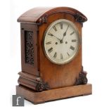A mid 19th Century mahogany cased bracket clock with single fusee eight day striking movement