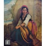 MANNER OF THOMAS UNWINS, RA - A Neapolitan peasant girl, oil on canvas, framed, 80cm x 64cm, frame