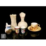 A collection of assorted ceramics comprising a Royal Worcester blush ivory cup and saucer, two