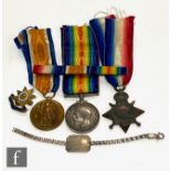 A World War One medal trio with 1914-15 star all to 2089 Pte J.W Wilson Worcester Regiment, with a