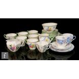 A 1930s Shelley Oxford shape Wild Flowers pattern part teaset comprising six cups, six saucers,