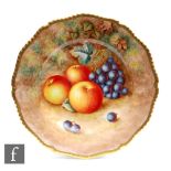 A Royal Worcester Fallen Fruits cabinet or wall plate decorated by Ayrton with hand painted apples