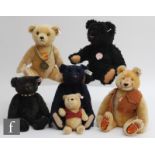 Six Steiff teddy bears, all with white tags, comprising 0172/32 Dicky 1930 replica, 1985 limited