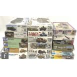 Eighteen 1:35 scale plastic model kits, all military vehicles, by Bronco Models, ARV Club, Zvezda,