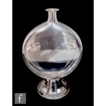 A 19th Century clear crystal glass reflecting globe of compressed ovoid form with shallow collar