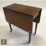 A late 19th to early 20th Century mahogany and satinwood cross-banded Pembroke tea table, with