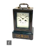 A late 19th Century mantle clock, the white square enamel dial signed Vargues a Paris, eight day