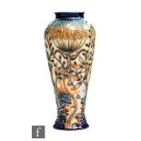 A Moorcroft Pottery Trial vase decorated in a variant of the Ryden Lane pattern designed by Rachel