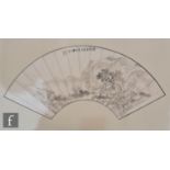 A Chinese fan painting, in the manner of Xun Huisheng, the folded fan painted in ink and watercolour