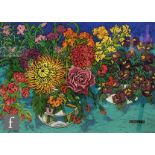 KAREN PAWLEY (B. 1965) - Flowers in a vase, pastel drawing, signed, dated 1993 verso, framed, 49cm x