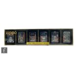 A Zippo set of six lighters titled The Presidential Series in original case, length 36.5cm.