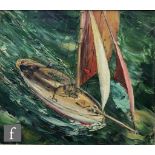 C. SIMS (MID 20TH CENTURY) - A sailing yacht at sea, oil on board, signed and dated 1964, framed,