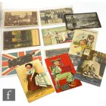 A collection of suffragette cards to include comical examples, a real photographic card of a meeting