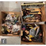 A collection of Hasbro Star Wars action figures, both 3 3/4 inch and 12 inch, vehicles and