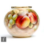 A small Royal Worcester Fallen Fruits shape G161 vase panel decorated by Rolands (or Roberts) with