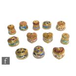 A set of twelve Franklin Mint House of Faberge trinket boxes and covers from the Imperial Music