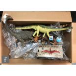 A collection of assorted plastic dinosaurs and prehistoric creatures, mainly Collecta but includes