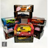 Ten 1:18 scale diecast model cars by Maisto, Bburago and similar, to include Lamborghini and