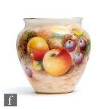 A small Royal Worcester Fallen Fruits shape 2491 vase panel decorated by Rolands (or Roberts) with