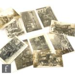 A collection of eighteen Edwardian real photographic cards to include the Nantwich & Crewe Motor Bus