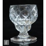 An 18th Century monteith or bonnet glass circa 1760, the double ogee bowl with diamond moulding