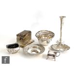 A small parcel lot of assorted hallmarked silver items to include a small basket, bon bon dish,